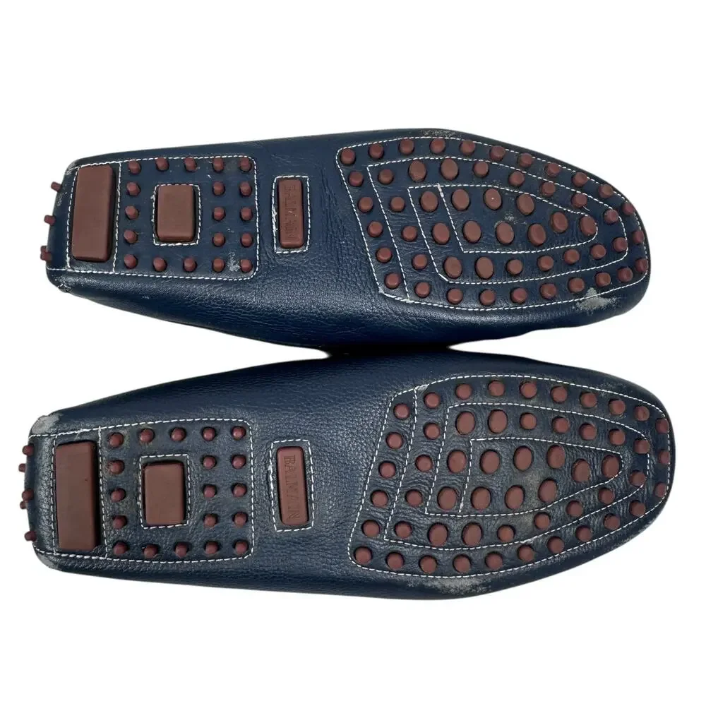 Balmain Paris Penny Loafer Driving Shoes Men’s 44 US 11 Navy Blue Casual Slip-On - Picture 5 of 12
